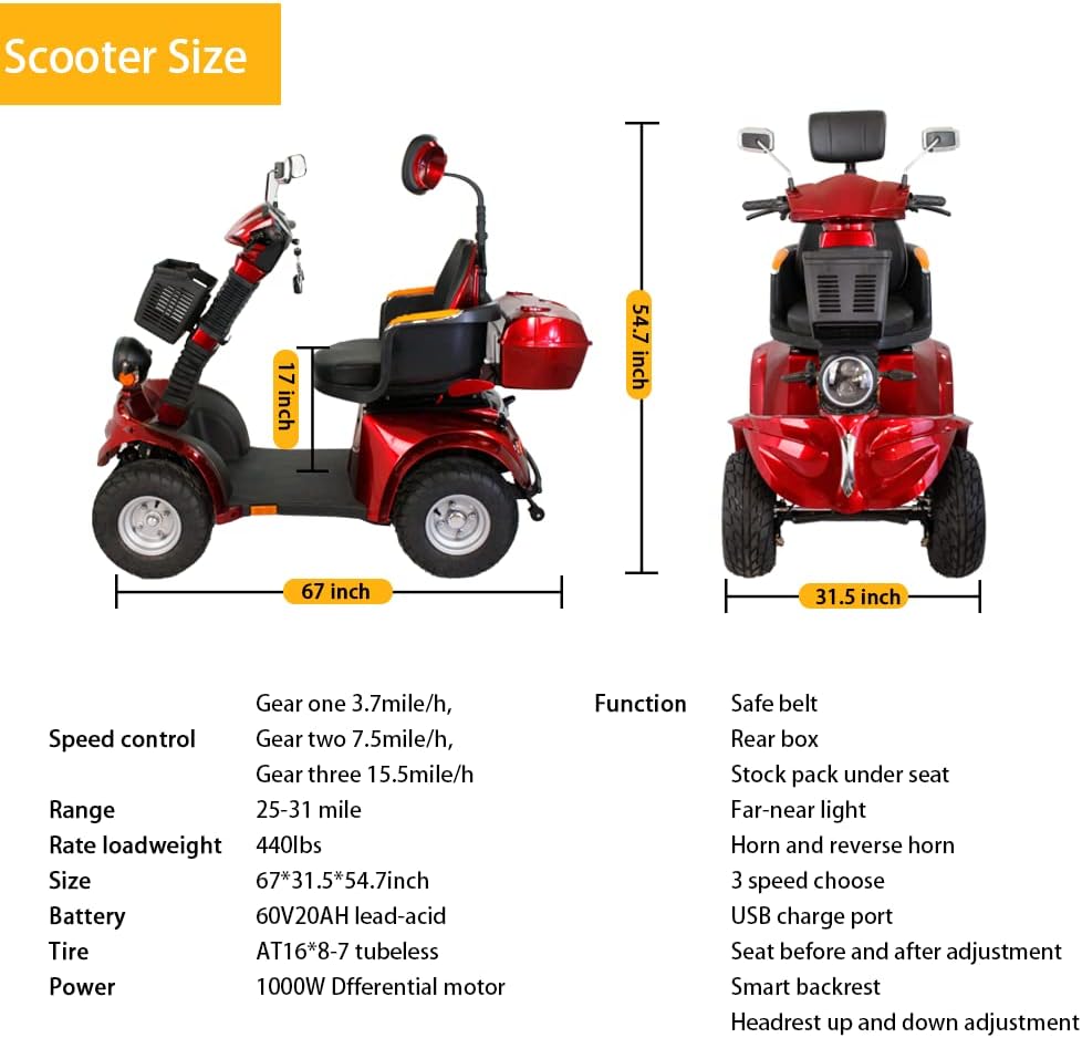 500lbs Capacity Electric All Terrain Off Road Scooter J36542
