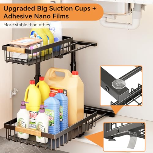 2 Tier Slide out Metal Cabinet Organizer Shelf J86096