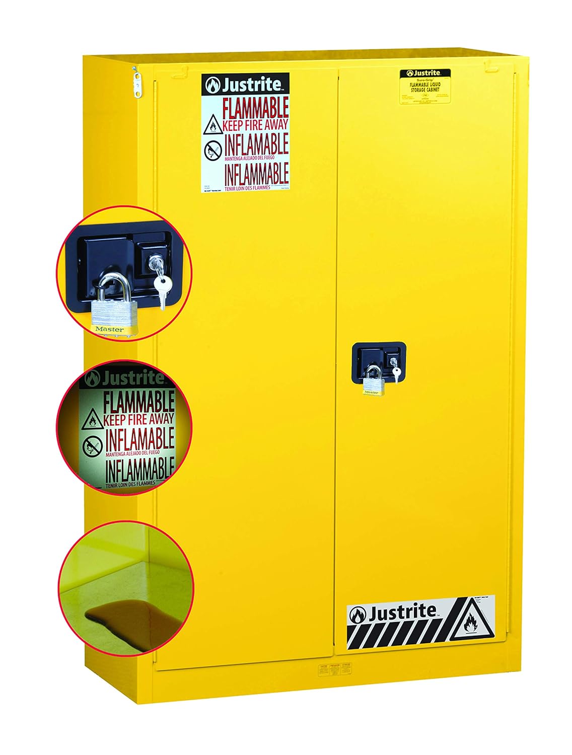 2 Door Self Closing Flammable Safety Cabinet, 45 gal I711443