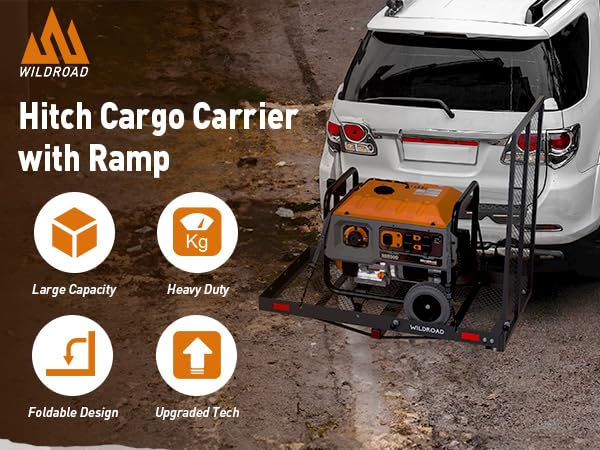 50" x 29" x 4" 500 LBS Folding Hitch Cargo Carrier with Ramp U2038