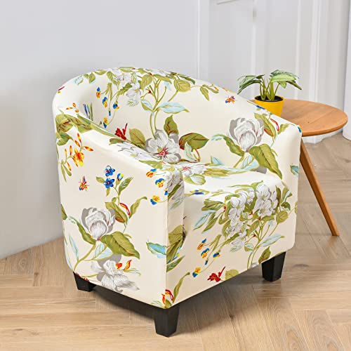 White Geometric Stretch Club Chair Slipcover T41117