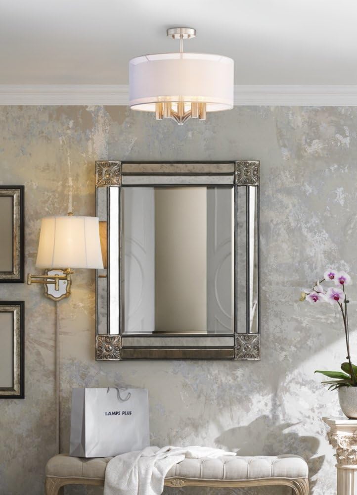 Brushed Nickel 18" Wide 5-Light Semi Flush Mount Ceiling Light E863