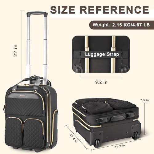 Black Gold Underseat Carry On Luggage with Wheels M531