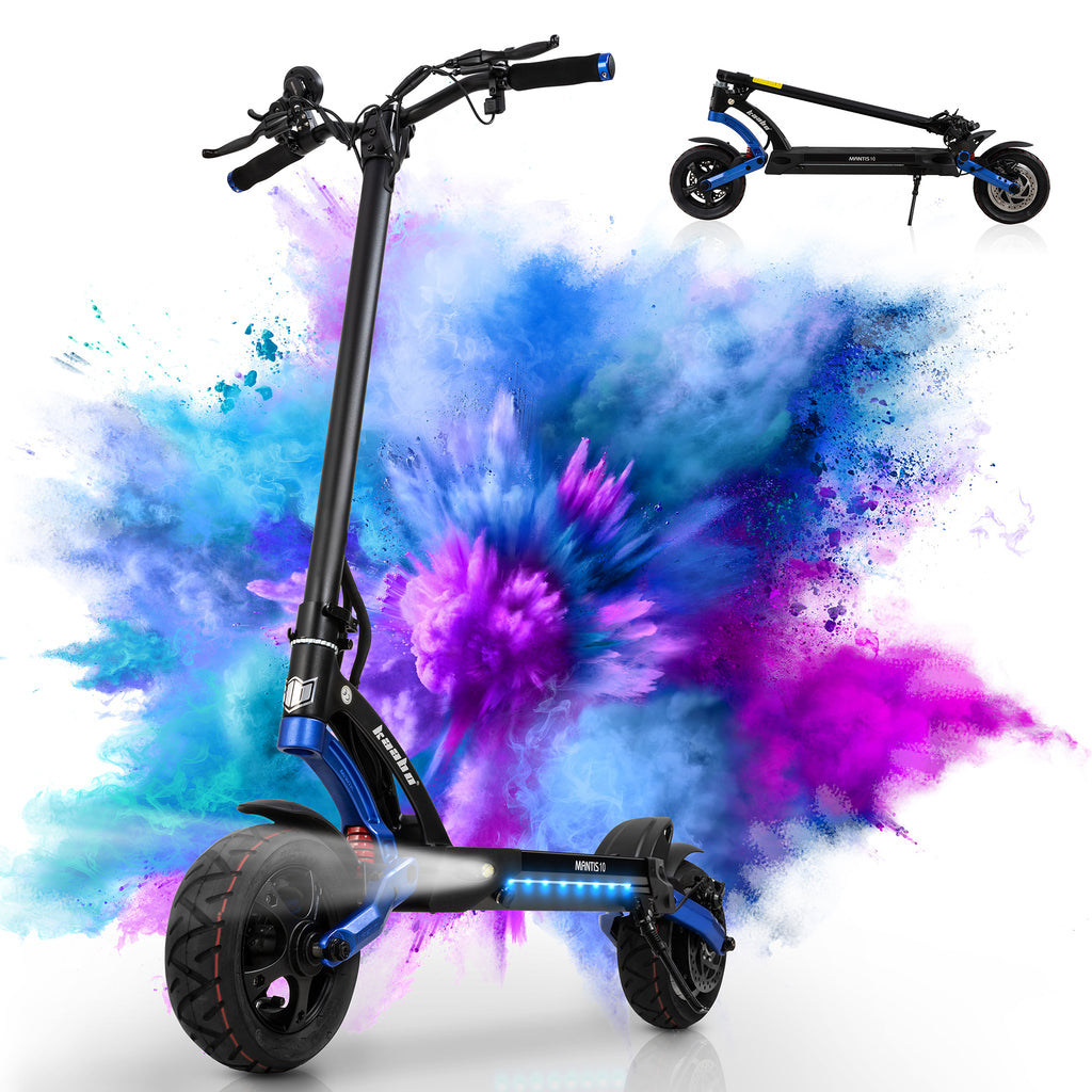 Blue Electric Scooter with 25 Miles Range, 19 MPH, 500W Motor, 10 inch Wheels Z45485