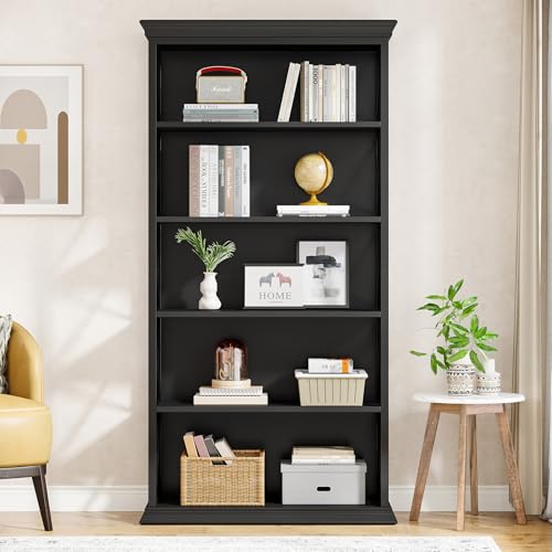 6-Tier 71 Inches Industrial Tall Bookcase, Brown and Black B792230