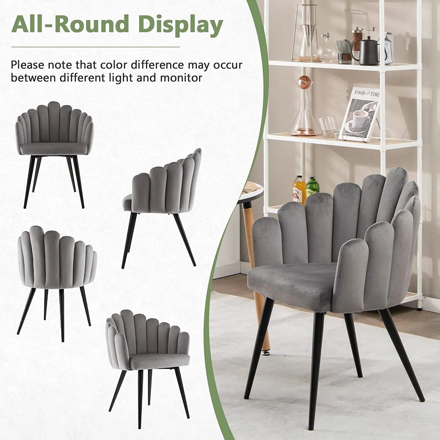Gray Velvet Accent Dining Chair D801397