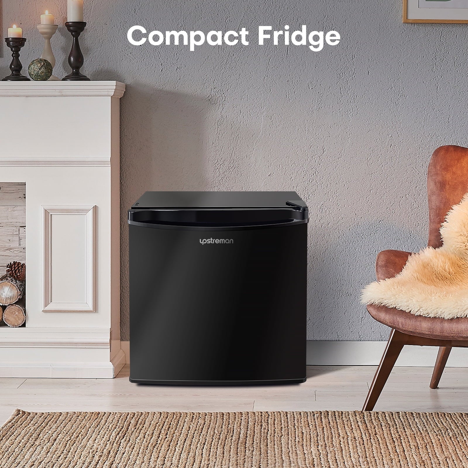 1.7 Cu.ft Mini Fridge with Freezer, Single Door Compact Refrigerator Black U29836