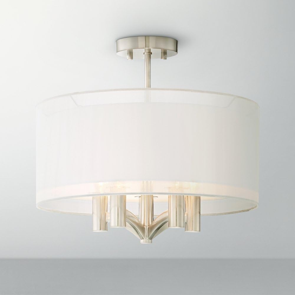 Brushed Nickel 18" Wide 5-Light Semi Flush Mount Ceiling Light E863
