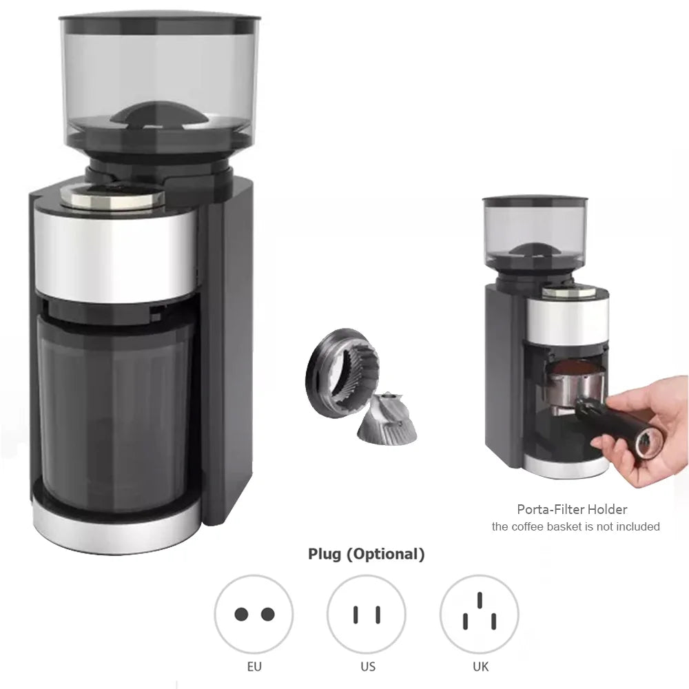 Black Electric Burr Grinder for Coffee Beans 25 Grind Settings 2-12 Cups Capacity X7099