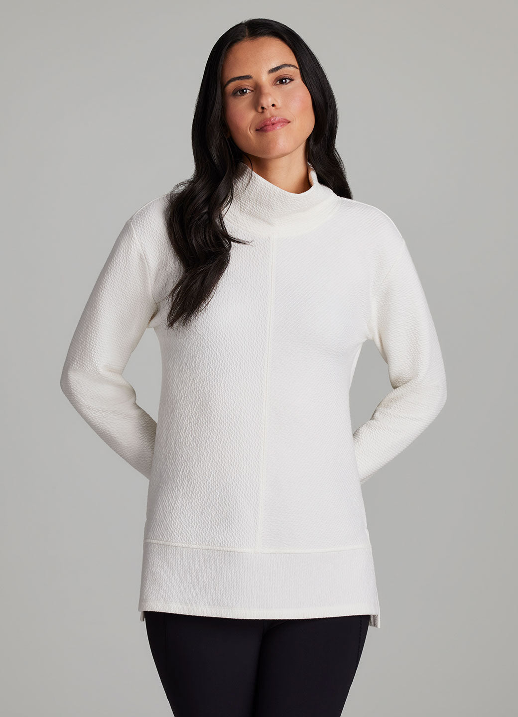 Studio Jacquard Mock Neck Pullover