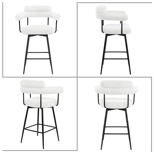 Beige Fabric Swivel Counter Stools Set of 2 with Metal Leg K999067