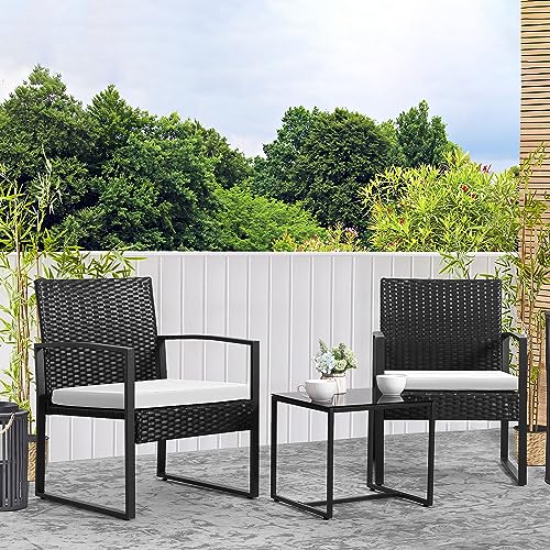 3 Piece Patio Set with Coffee Table and Cushion A379