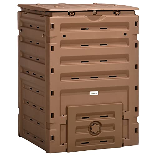 120 Gallon BPA Free Garden Compost Bin with Vents and Sliding Doors, Black X2741