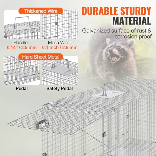 24" x 8" x 8" Galvanized Iron Folding Animal Trap M57271