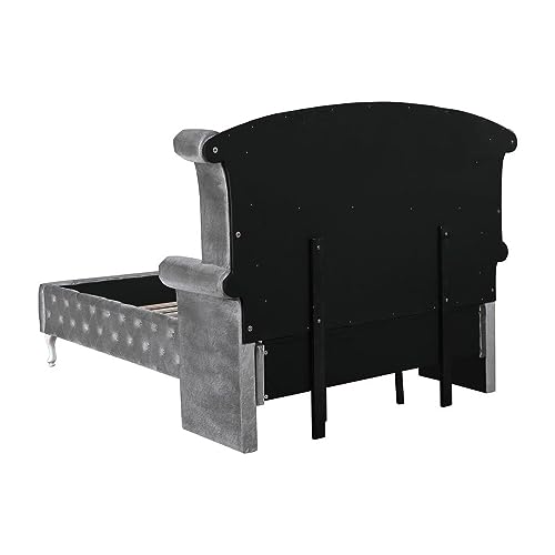 Grey Tufted Upholstered Eastern King Bed E494502