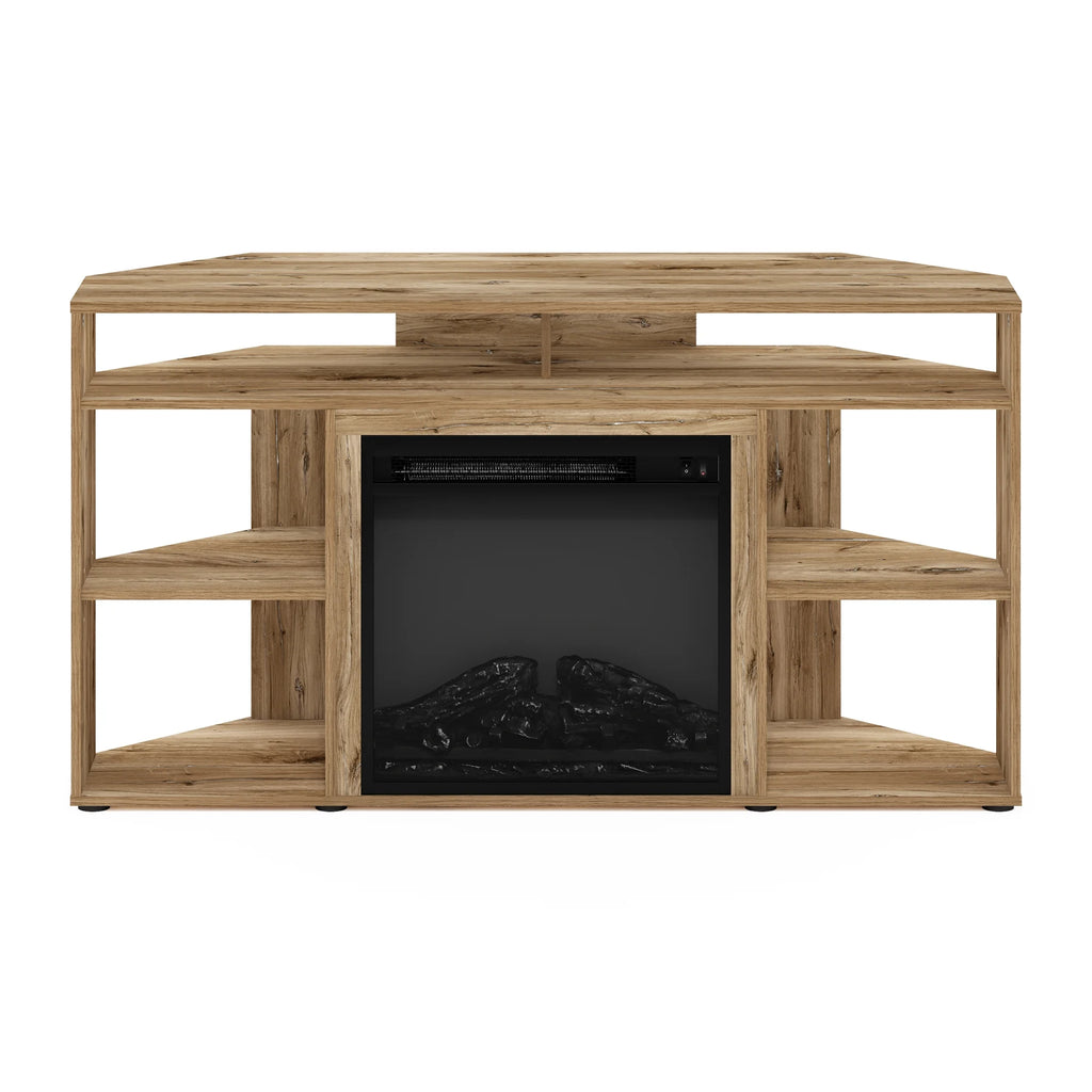 Corner TV Stand with Fireplace, Flagstaff Oak G514