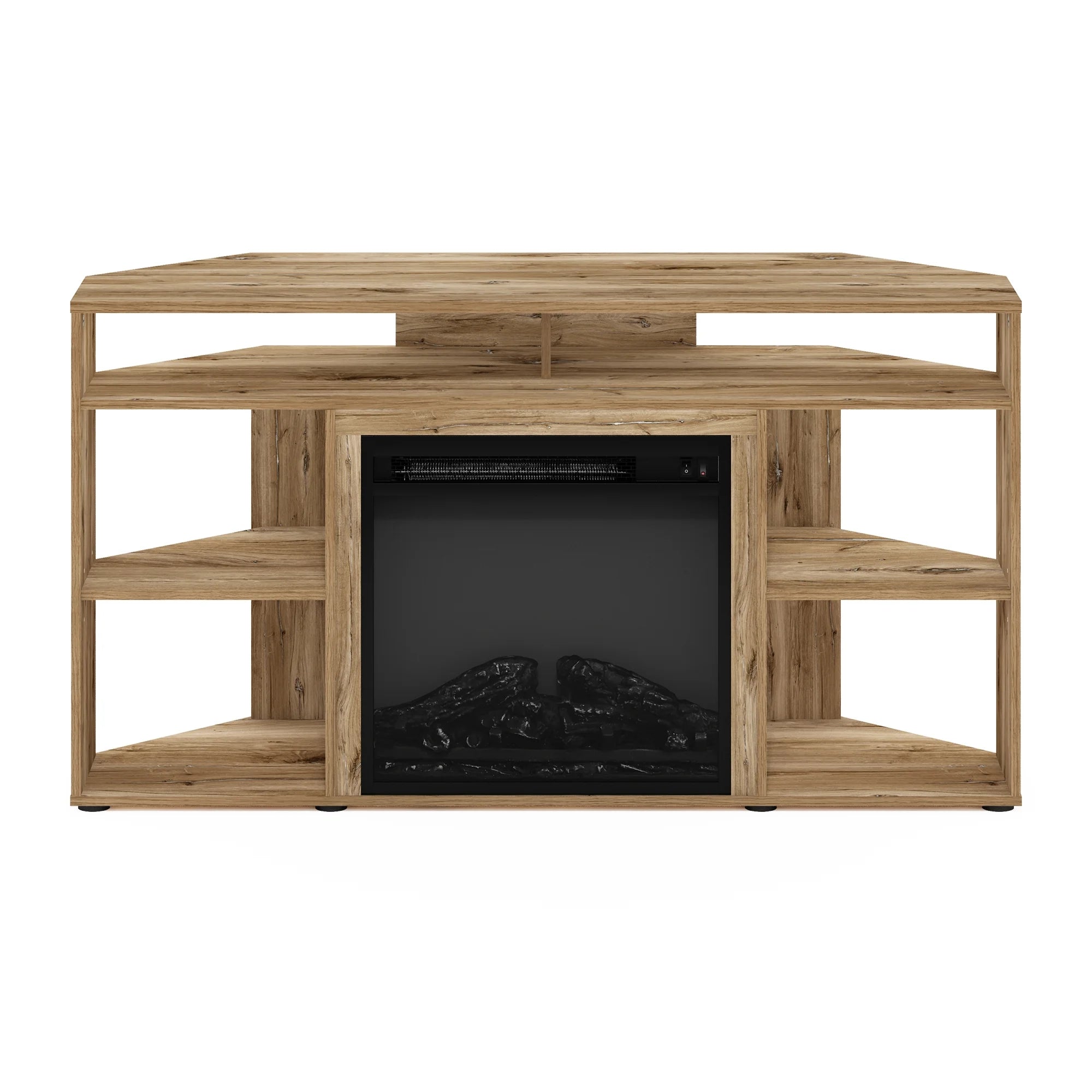 Corner TV Stand with Fireplace, Flagstaff Oak G514