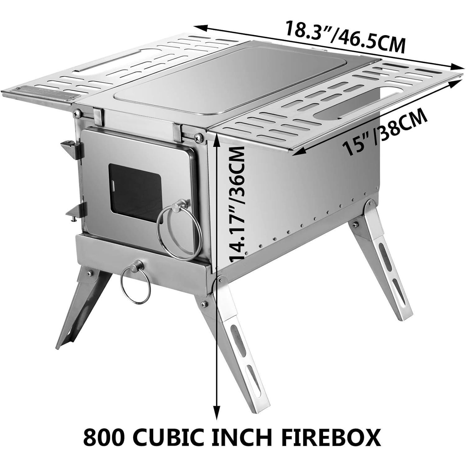 18.3x15x14.17 inch 304 Stainless Steel Portable Wood Stove Q59879
