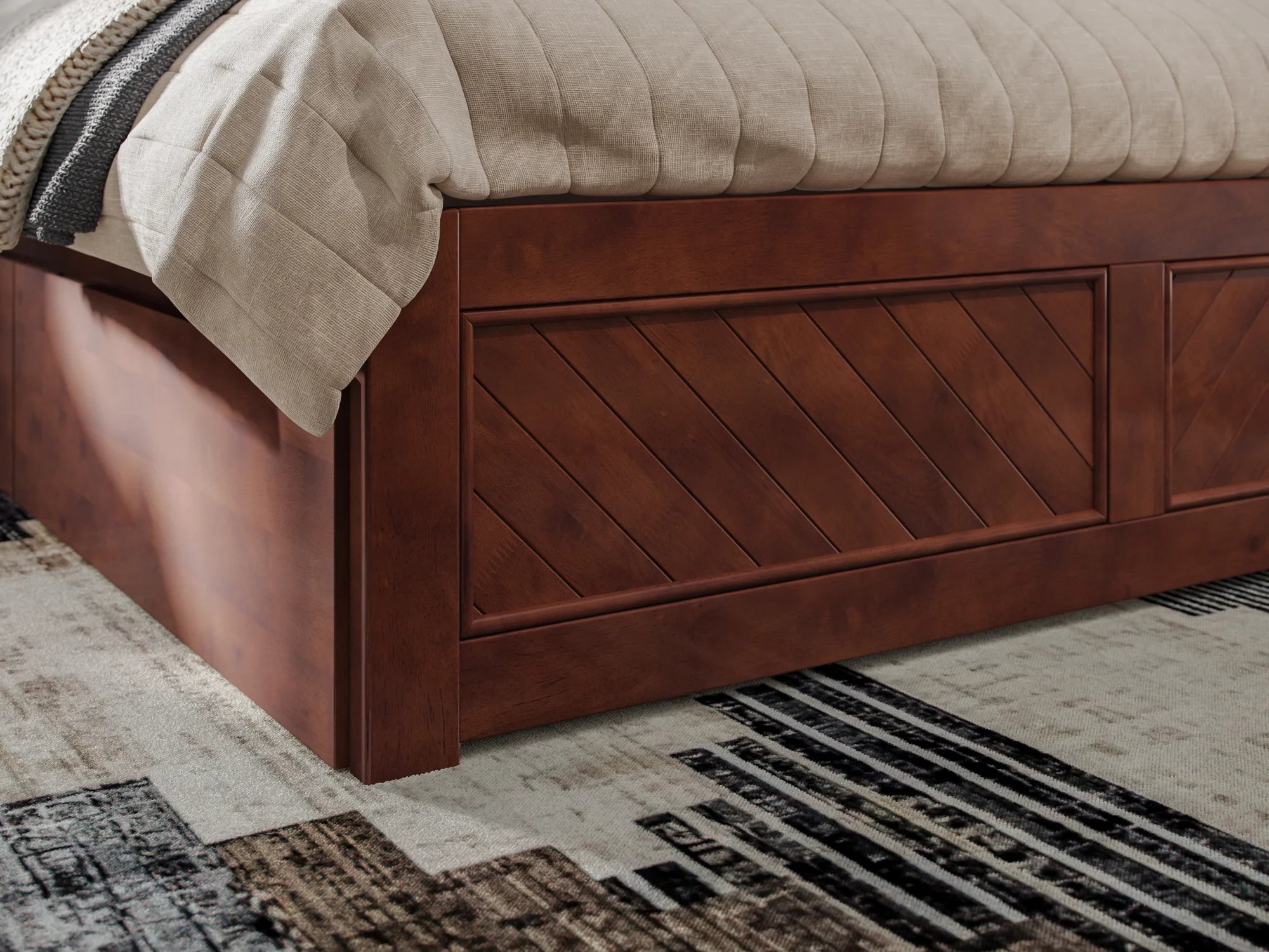 Queen Solid Wood Platform Bed with Storage Drawers P1237