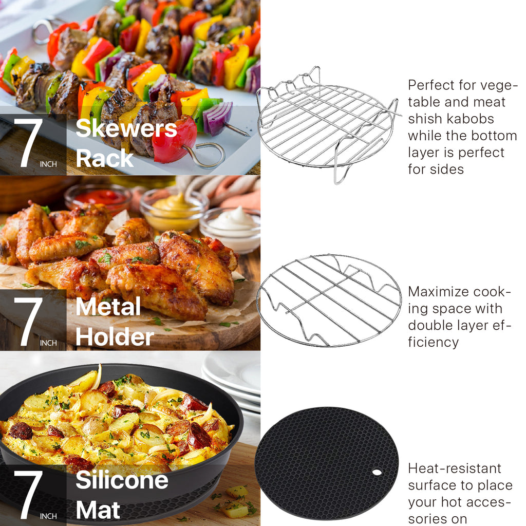 17 Set 8 Inch Air Fryer Accessories with Recipe Cookbook I5479