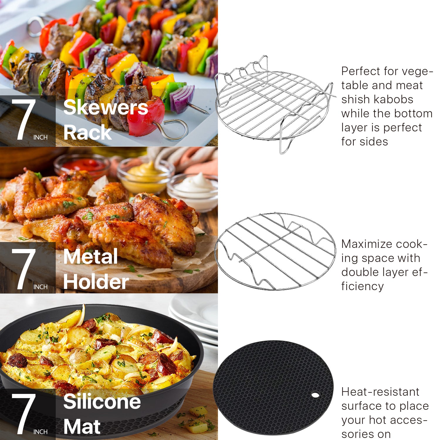 17 Set 8 Inch Air Fryer Accessories with Recipe Cookbook I5479