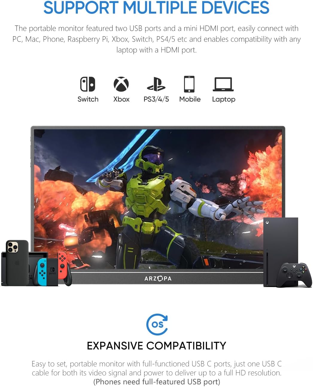 2.5K 16" 2560x1600 HDR IPS Portable Monitor D1940