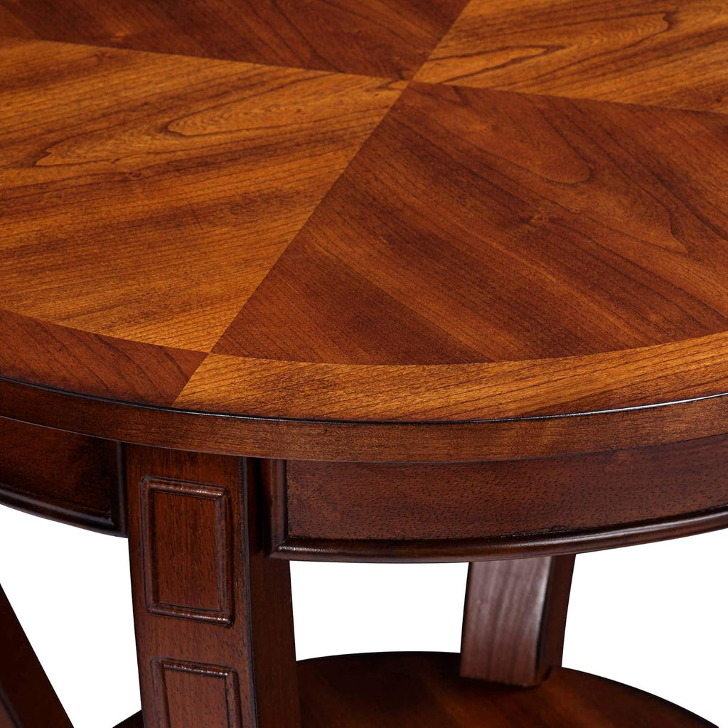 Rustic Cherry Wood Round Accent Side End Table 26" Wide Natural Grain Curving Legs A189118