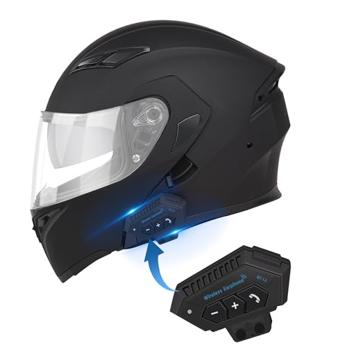 DOT Approved Dual Visor Full Face Flip up Bluetooth Motorcycle Helmet Z73603