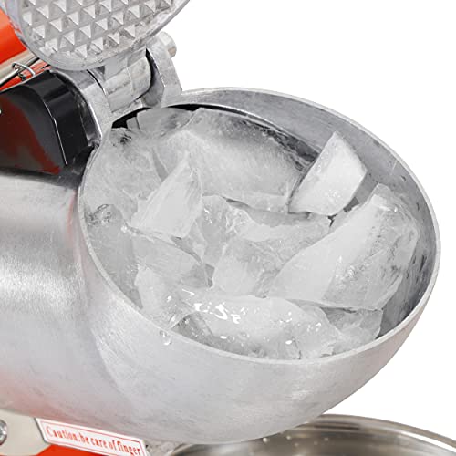 Orange Electric Ice Shaver Machine Ice Crusher, Stainless Steel Blade Snow Cone Maker, 143lbs/hr Shaved Ice Machine R999079