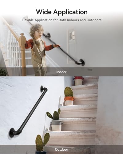 Black Galvanized Iron Wall Handrail 4ft F331