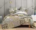 Bohemian Cotton Real Patchwork Floral Quilt Bedspread Reversible Multi-Colorful Rustic Quilted Coverlet Set Queen 3-Pieces J43157