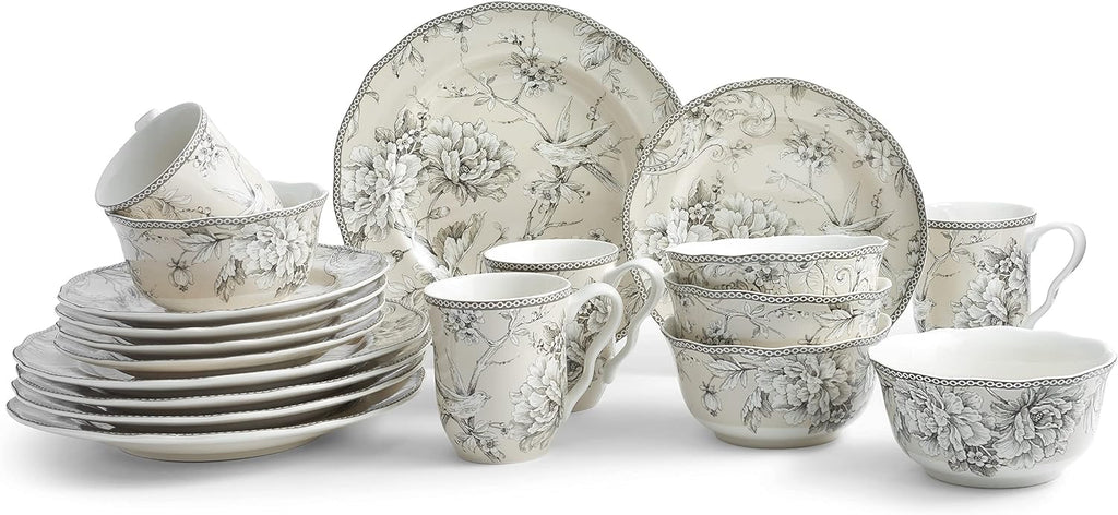 16-Piece Porcelain Dinnerware Set Antique White G86507