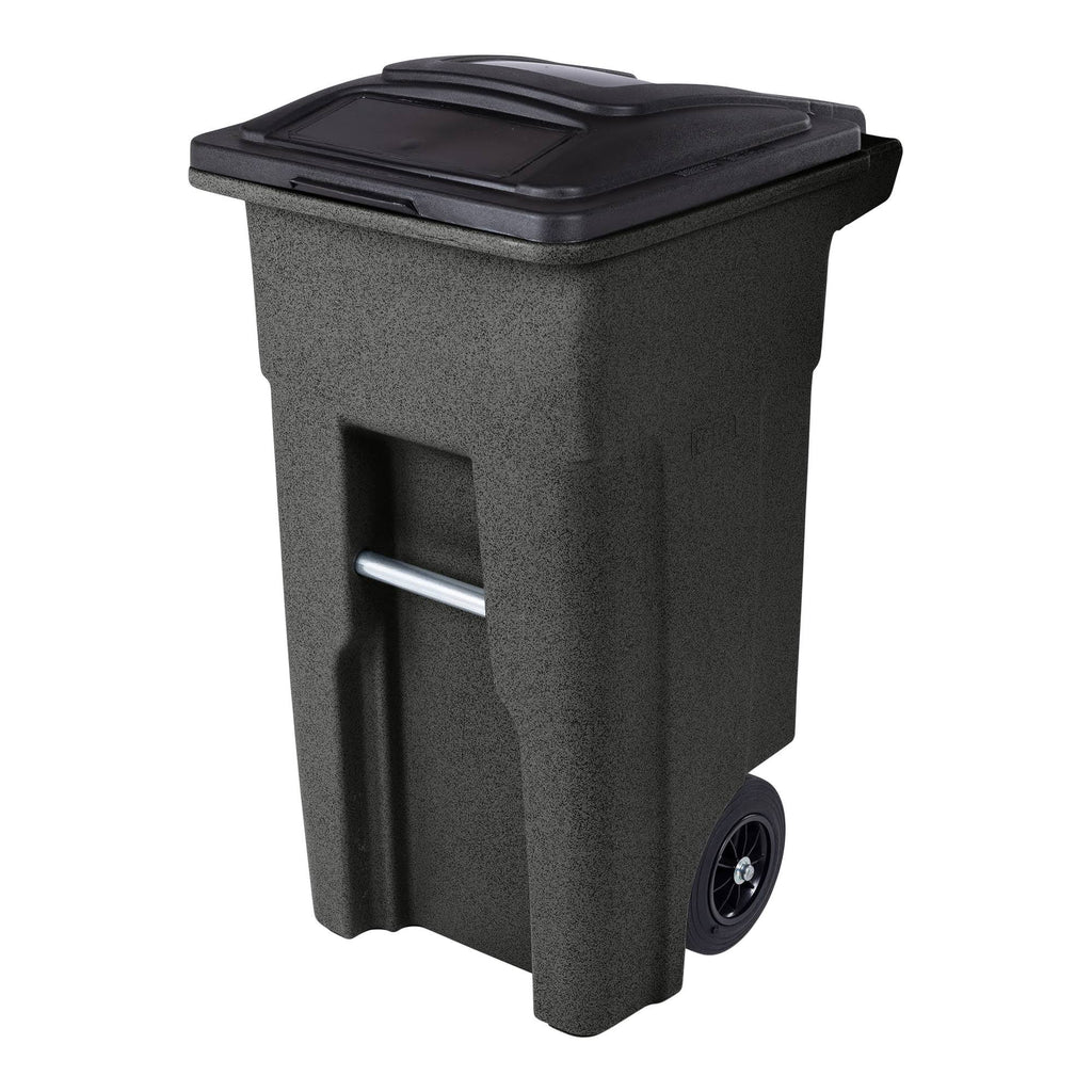 32 gal Black Trash Can with Attached Lid X833917