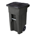 32 gal Black Trash Can with Attached Lid X833917