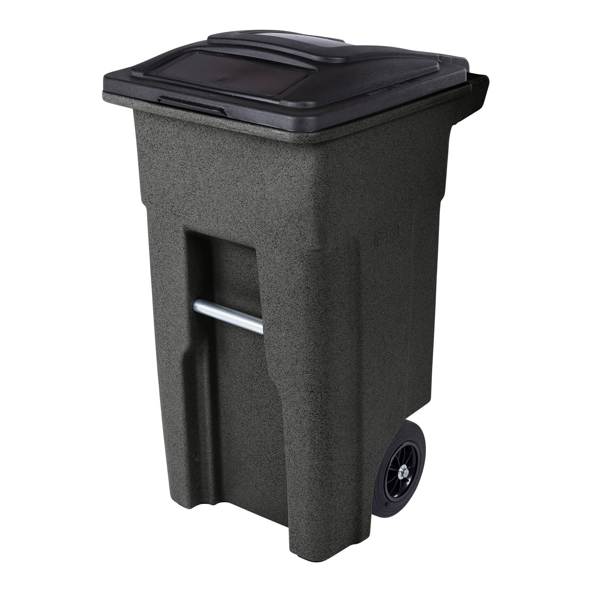 32 gal Black Trash Can with Attached Lid X833917