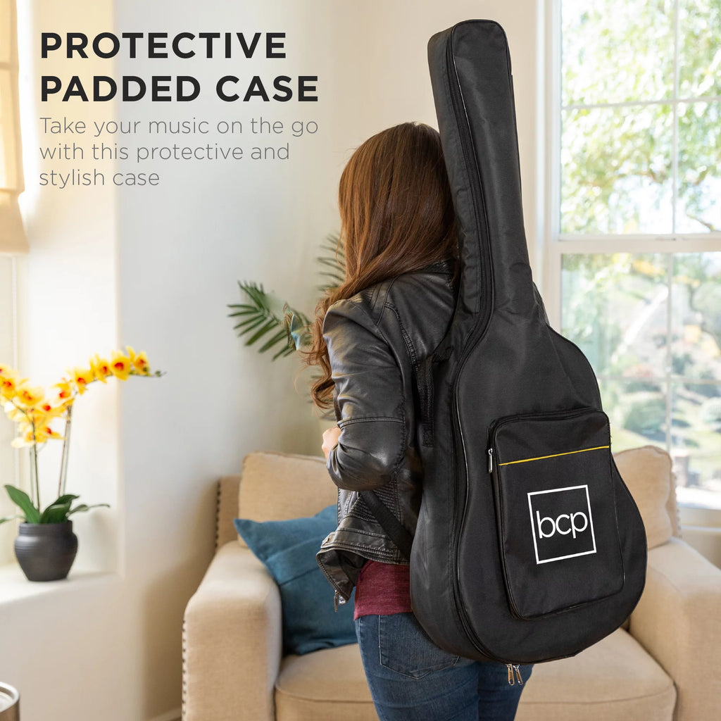 Natural Full Size Acoustic Guitar Starter Kit with Gig Bag C964