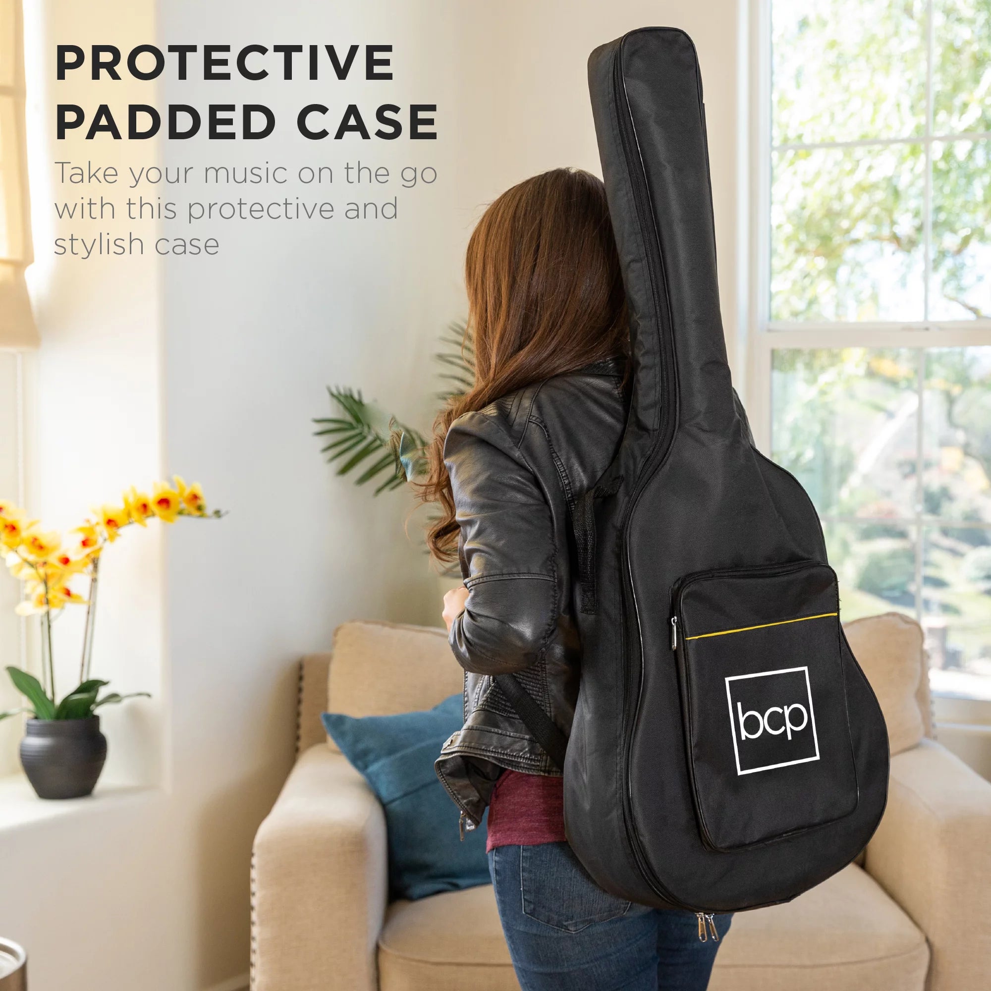 Natural Full Size Acoustic Guitar Starter Kit with Gig Bag C964