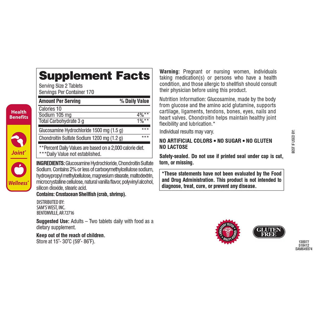 Triple Strength Glucosamine Chondroitin 340 ct. G886