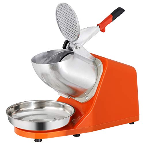 Orange Electric Ice Shaver Machine Ice Crusher, Stainless Steel Blade Snow Cone Maker, 143lbs/hr Shaved Ice Machine R999079