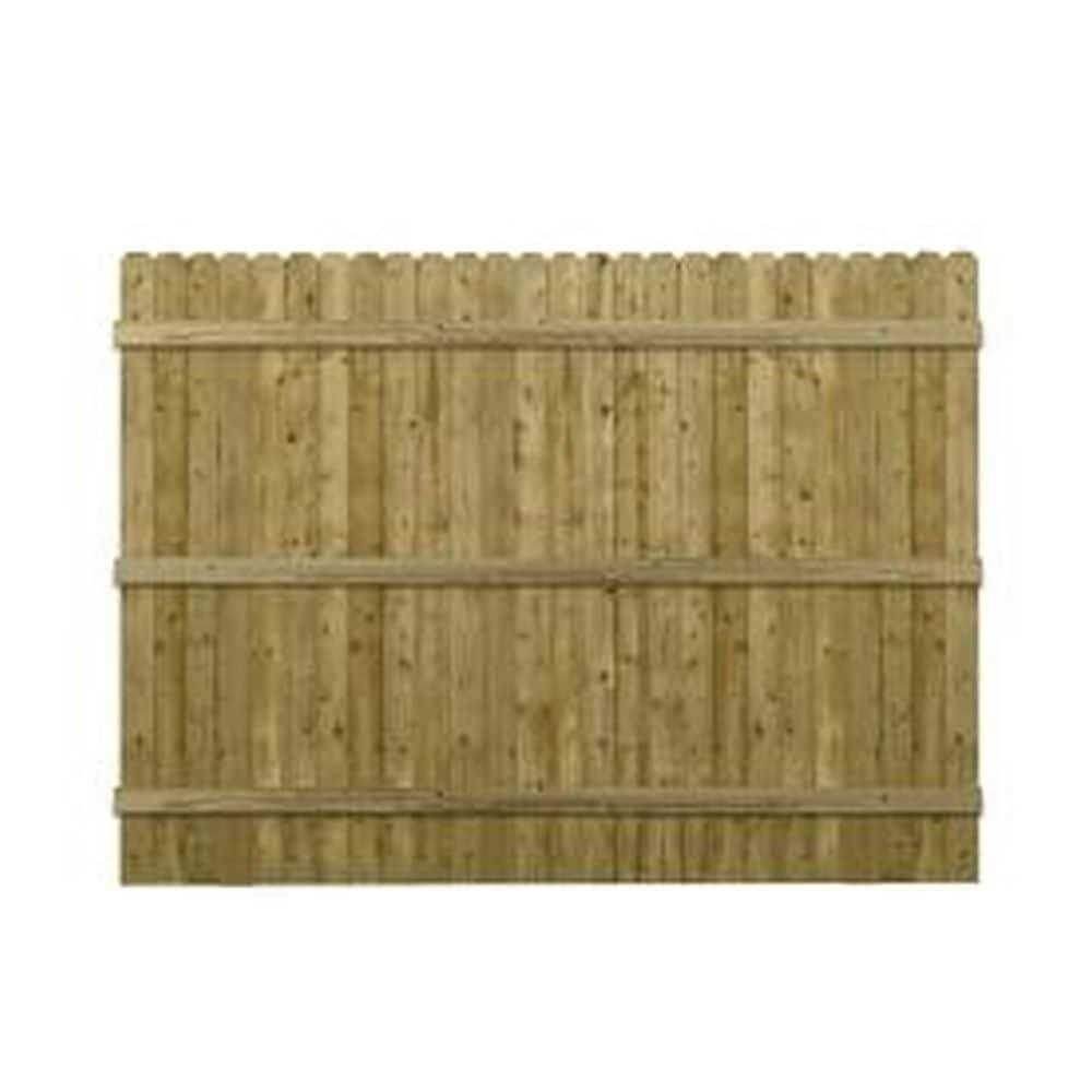 6-ft x 8-ft Pressure Treated Southern Yellow Pine Dog Ear Privacy Spaced Picket Fence Panel P84622