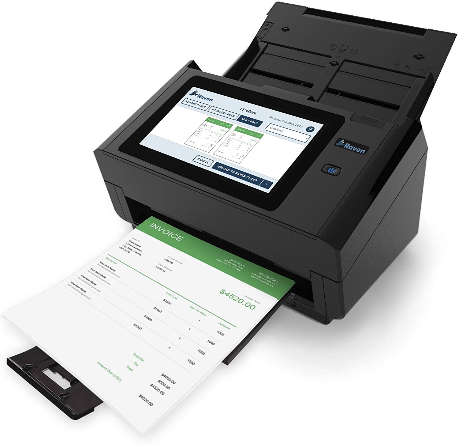 Raven Pro Document Scanner with Touchscreen, Color Duplex Feeder, Wireless, Wifi, Ethernet, USB X124523