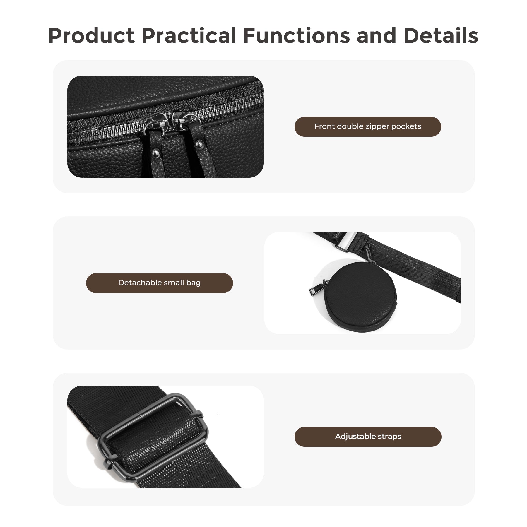 Ounamei Large Crossbody Bag for Women | Multi-Style Bag with Coin Pouch for Travel & Daily Use