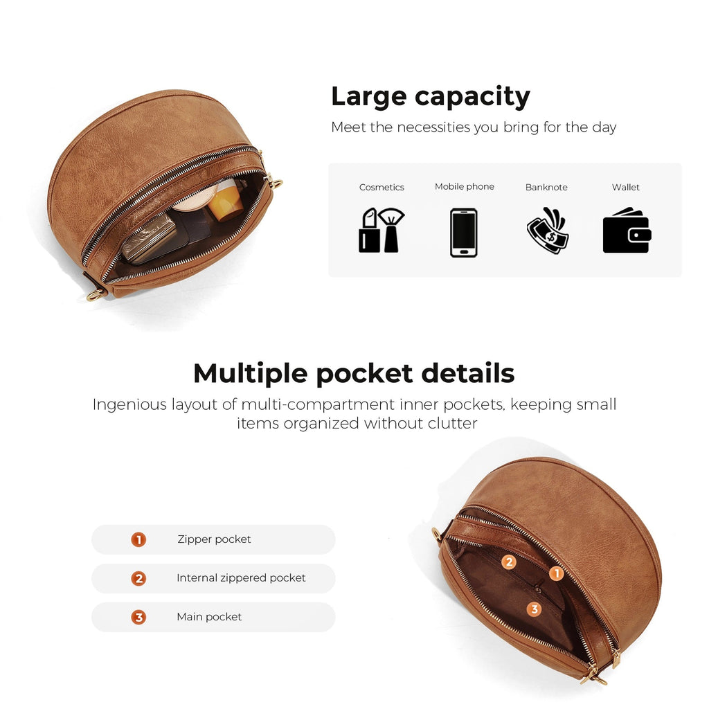 Ounamei Vegan Leather Crossbody Bum Bag for Women with Mini Pouch
