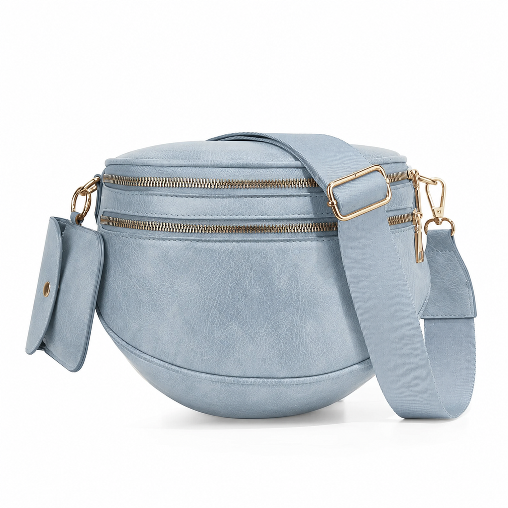 Ounamei Vegan Leather Crossbody Bum Bag for Women with Mini Pouch