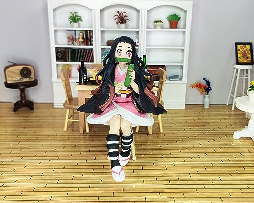 Nezuko Figure Eating Rice Balls Sitting Pose Demon Action Figures Anime Devil Slayer Figure Desktop Decor Collection Toy D796287