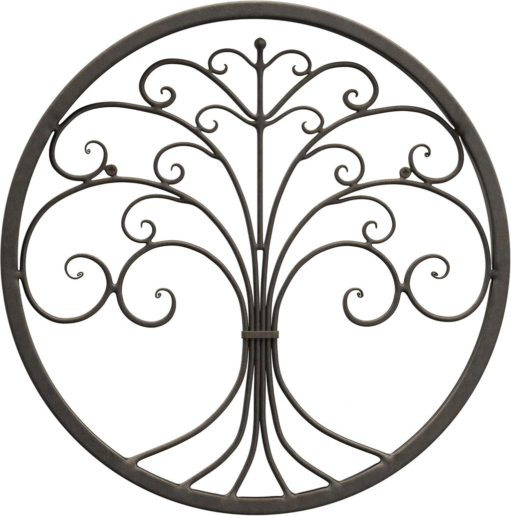 Brown Iron Metal Tree of Life Round Wall Sculpture S456