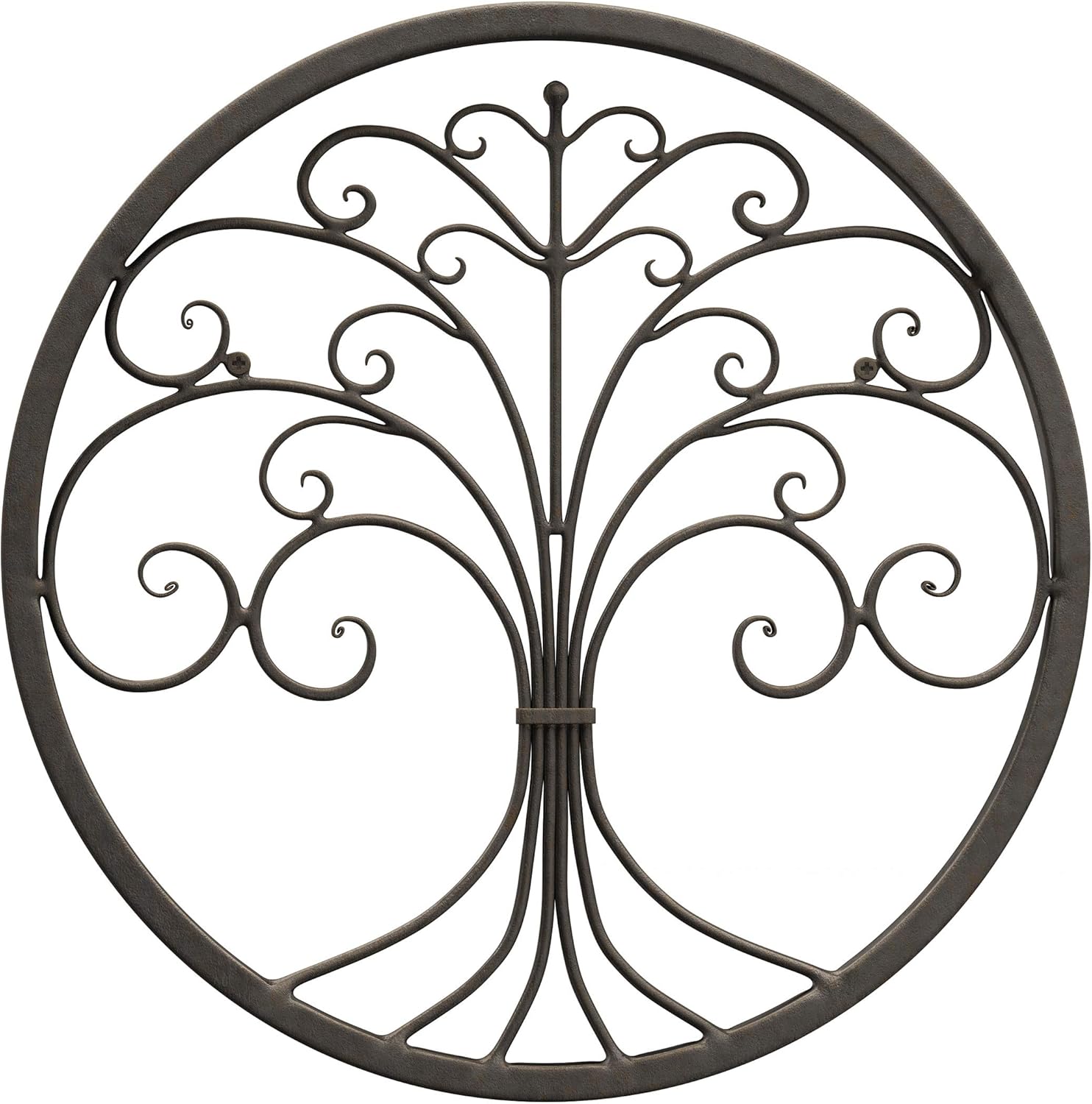 Brown Iron Metal Tree of Life Round Wall Sculpture S456