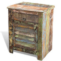 Brown Reclaimed Wood End Table with 1 Drawer 1 Door B76213