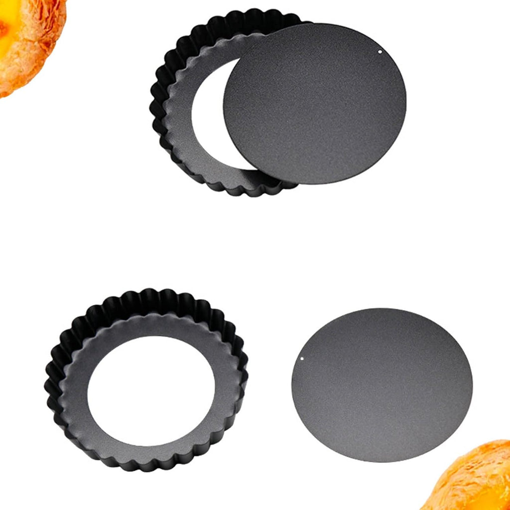 6 pcs 3" Mini Tart Pans Removable Bottom Carbon Steel D39621