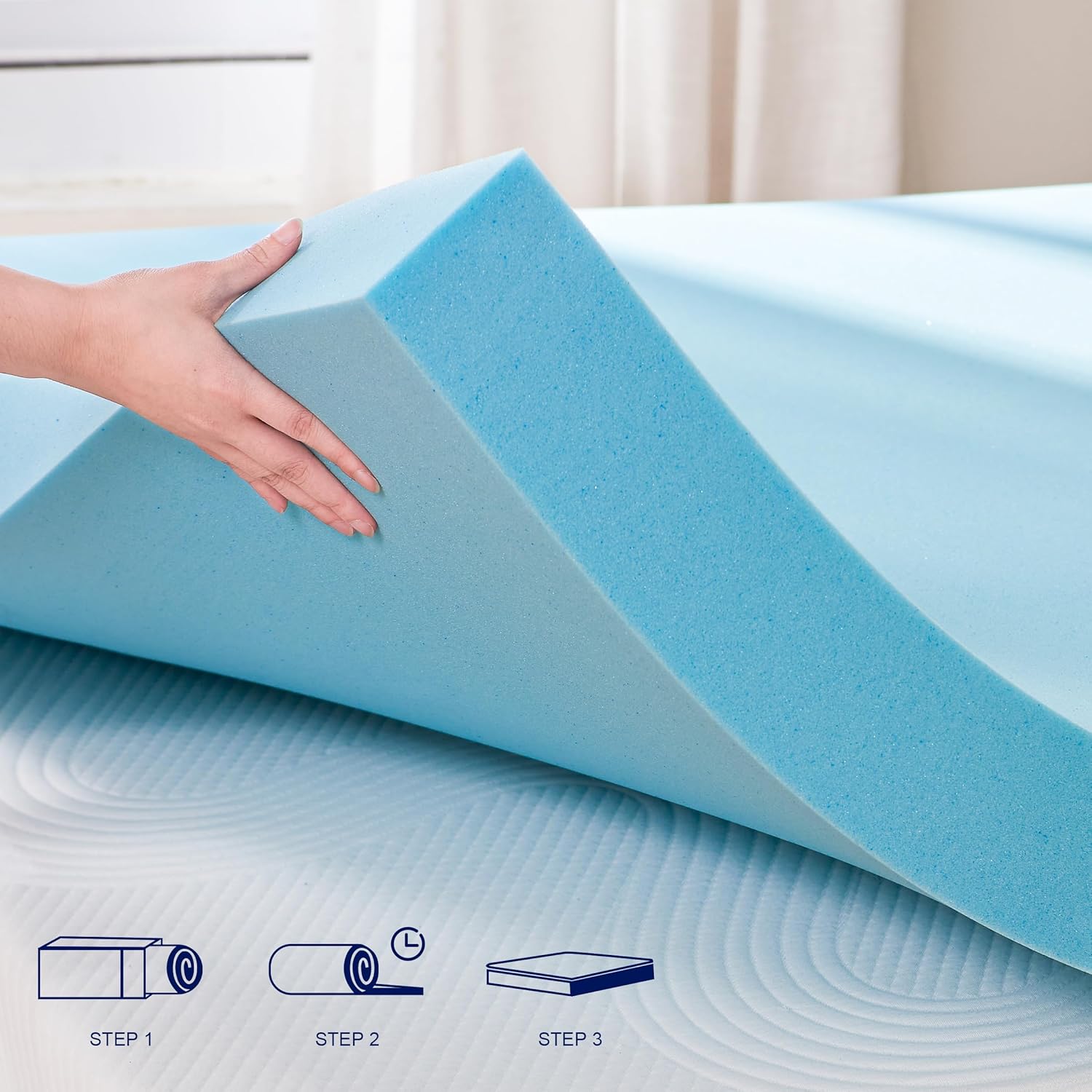 2 Inch Gel-Infused Memory Foam King Size Mattress Topper with Removable Washable Cover O37367